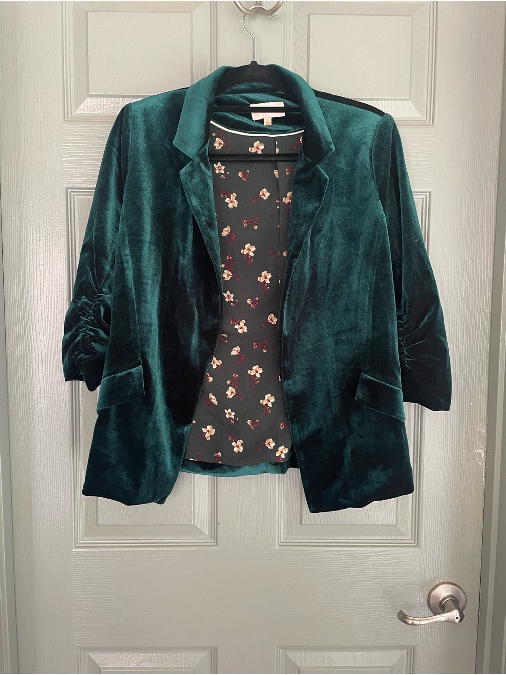 Skies Are Blue Deep Teal Velvet Blazer Coat Jacket Green Size Small
